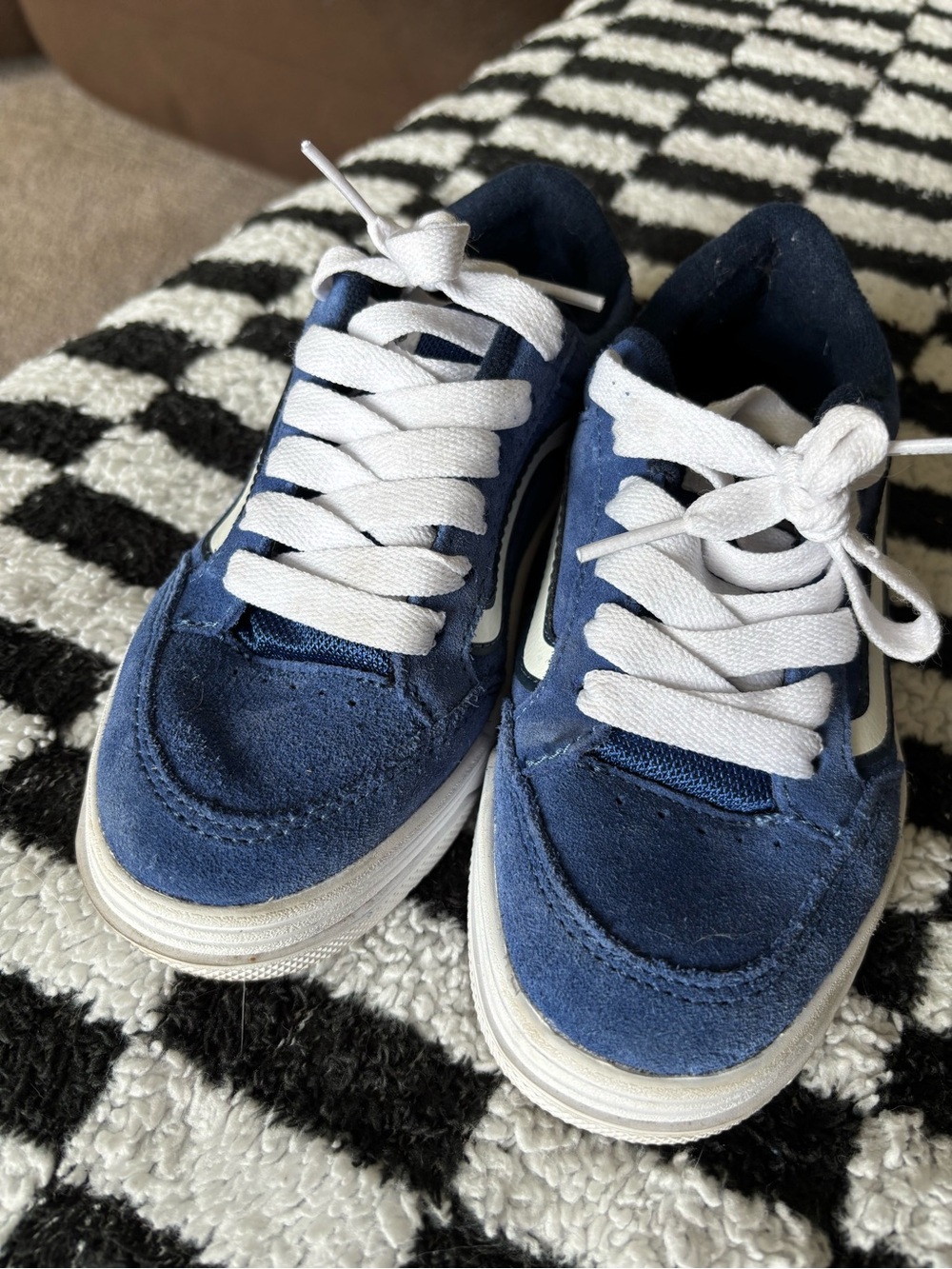 Vans Kids Blue Suede Sneakers with White Laces